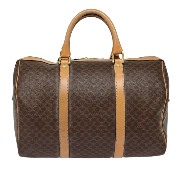 CELINE Macadam Canvas Boston Bag PVC Leather Brown Auth yk14397 - Picture 2 of 16